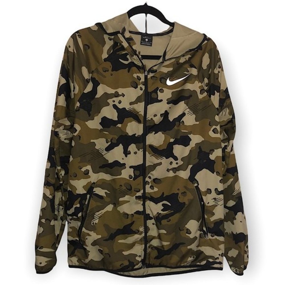 NIKE WOVEN CAMO TRAINING JACKET M long Sleeve zip hooded